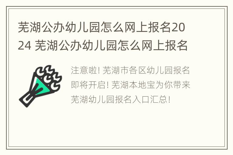 芜湖公办幼儿园怎么网上报名2024 芜湖公办幼儿园怎么网上报名2024年