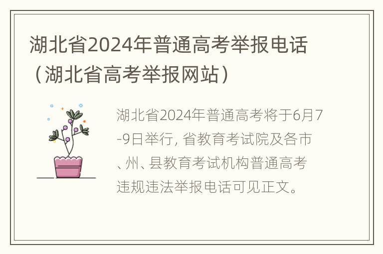 湖北省2024年普通高考举报电话（湖北省高考举报网站）