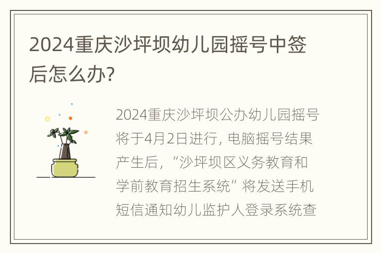 2024重庆沙坪坝幼儿园摇号中签后怎么办？