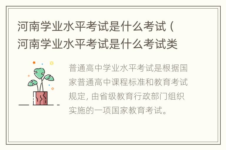 河南学业水平考试是什么考试（河南学业水平考试是什么考试类型）