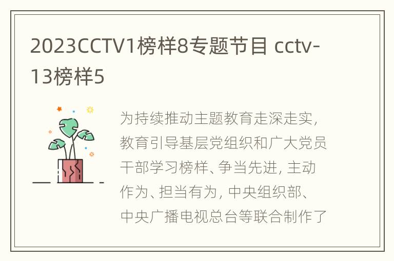 2023CCTV1榜样8专题节目 cctv-13榜样5