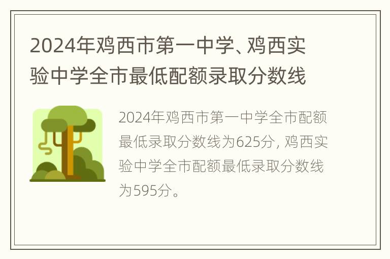 2024年鸡西市第一中学、鸡西实验中学全市最低配额录取分数线及统招非配额最低录取分数线