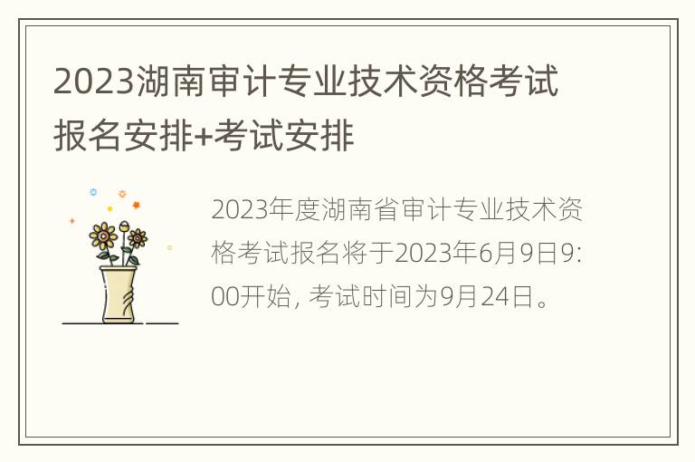 2023湖南审计专业技术资格考试报名安排+考试安排