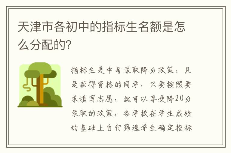 天津市各初中的指标生名额是怎么分配的？