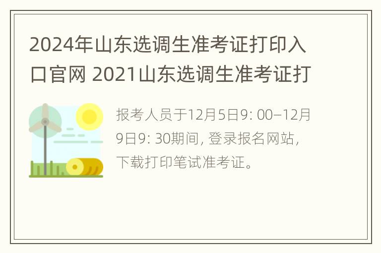 2024年山东选调生准考证打印入口官网 2021山东选调生准考证打印入口