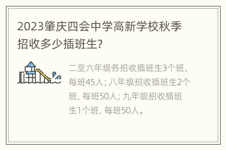 2023肇庆四会中学高新学校秋季招收多少插班生？