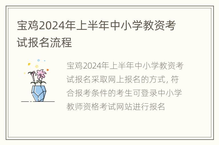 宝鸡2024年上半年中小学教资考试报名流程