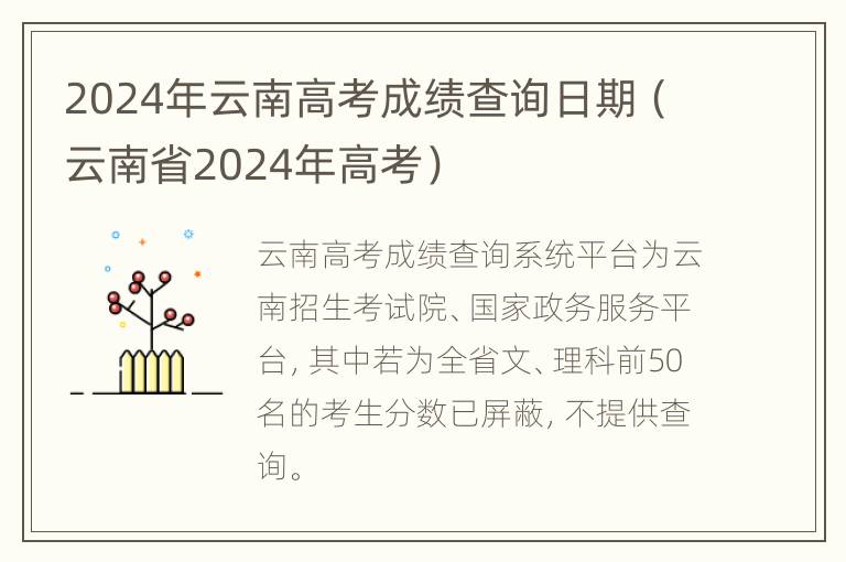 2024年云南高考成绩查询日期（云南省2024年高考）