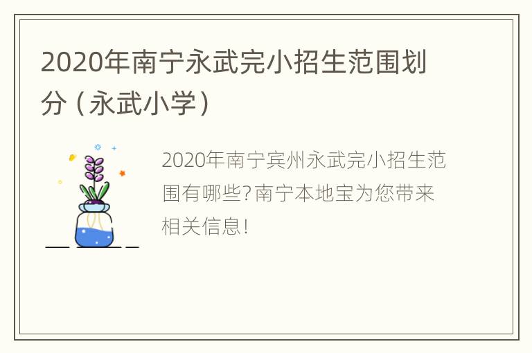 2020年南宁永武完小招生范围划分（永武小学）