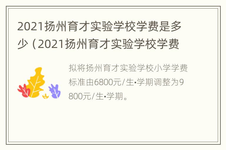 2021扬州育才实验学校学费是多少（2021扬州育才实验学校学费是多少呢）