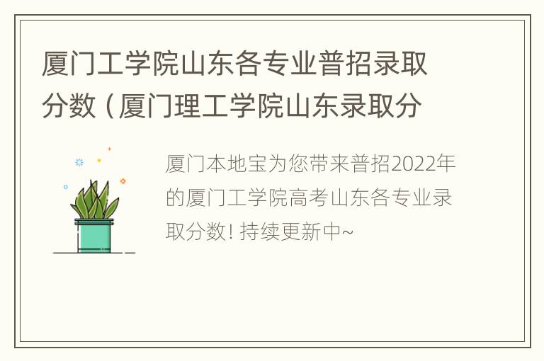 厦门工学院山东各专业普招录取分数（厦门理工学院山东录取分数线）