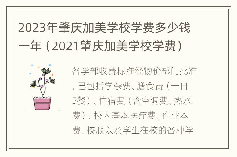 2023年肇庆加美学校学费多少钱一年（2021肇庆加美学校学费）