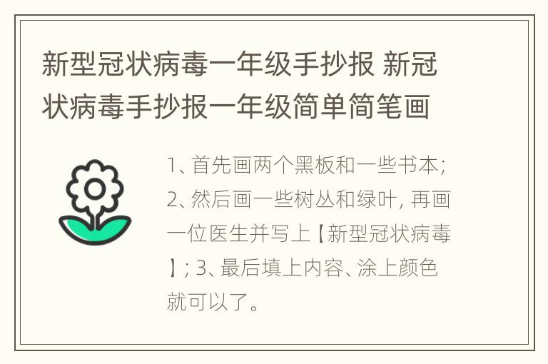 新型冠状病毒一年级手抄报 新冠状病毒手抄报一年级简单简笔画