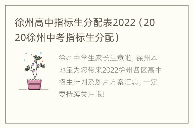 徐州高中指标生分配表2022（2020徐州中考指标生分配）