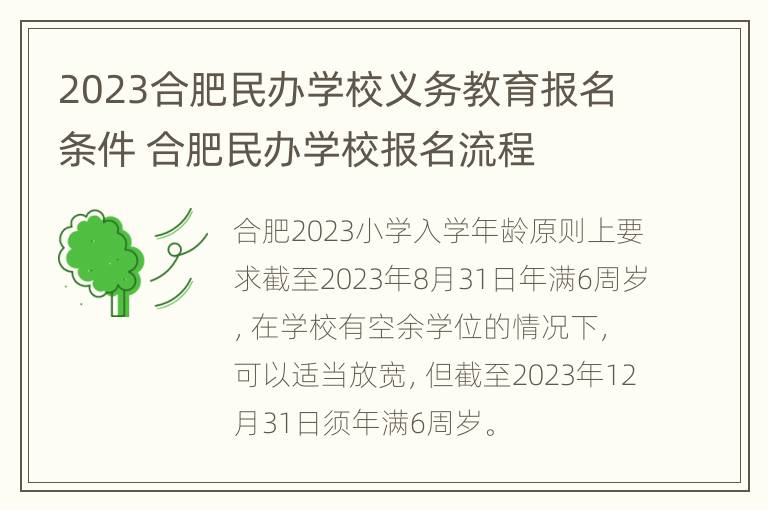 2023合肥民办学校义务教育报名条件 合肥民办学校报名流程