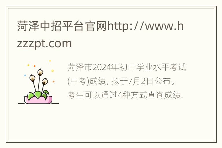 菏泽中招平台官网http://www.hzzzpt.com