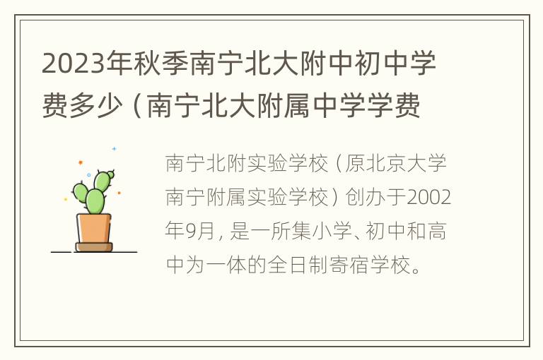 2023年秋季南宁北大附中初中学费多少（南宁北大附属中学学费）