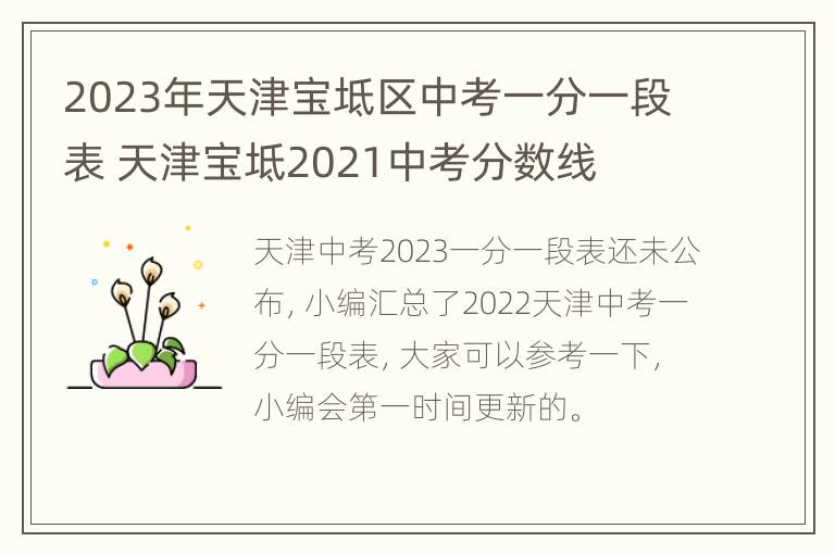 2023年天津宝坻区中考一分一段表 天津宝坻2021中考分数线