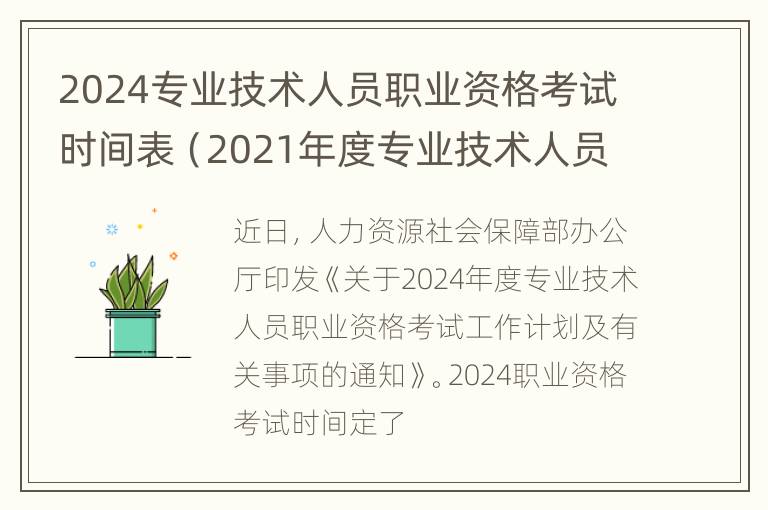 2024专业技术人员职业资格考试时间表（2021年度专业技术人员职业资格考试时间表公布）