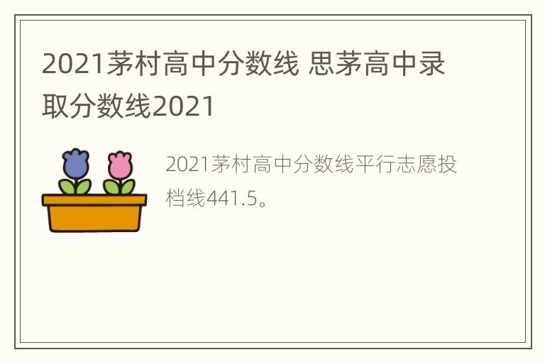 2021茅村高中分数线 思茅高中录取分数线2021