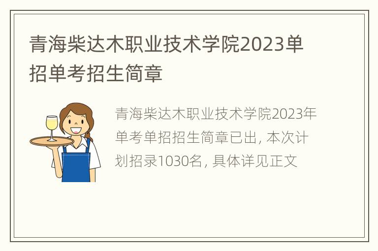 青海柴达木职业技术学院2023单招单考招生简章