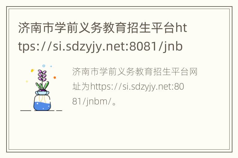 济南市学前义务教育招生平台https://si.sdzyjy.net:8081/jnbm/