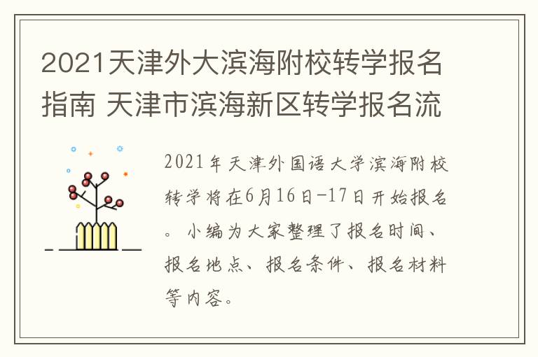 2021天津外大滨海附校转学报名指南 天津市滨海新区转学报名流程