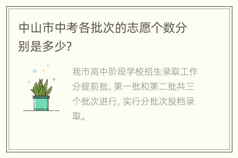 中山市中考各批次的志愿个数分别是多少？