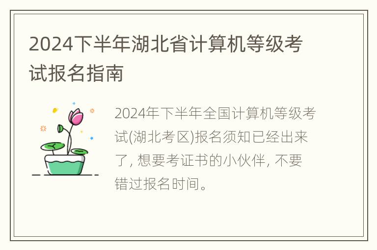 2024下半年湖北省计算机等级考试报名指南