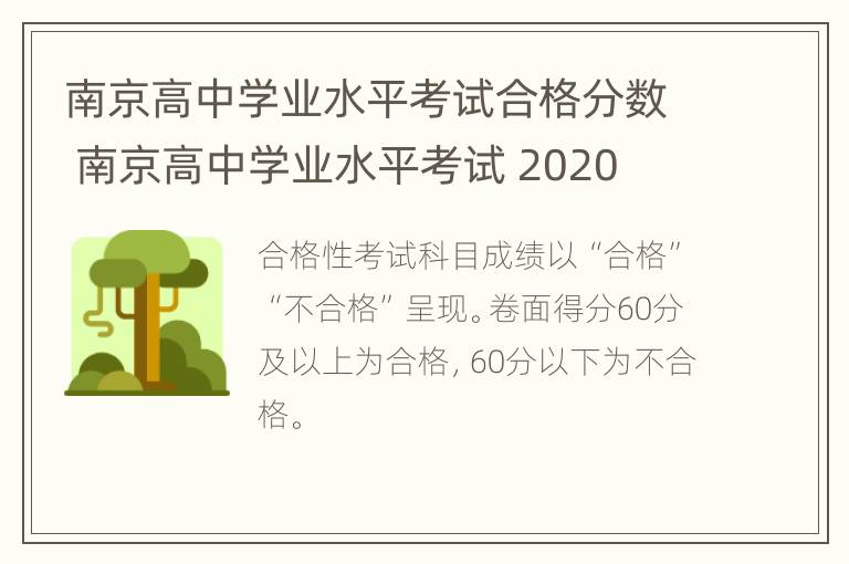 南京高中学业水平考试合格分数 南京高中学业水平考试 2020