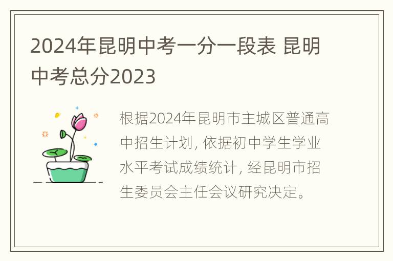 2024年昆明中考一分一段表 昆明中考总分2023