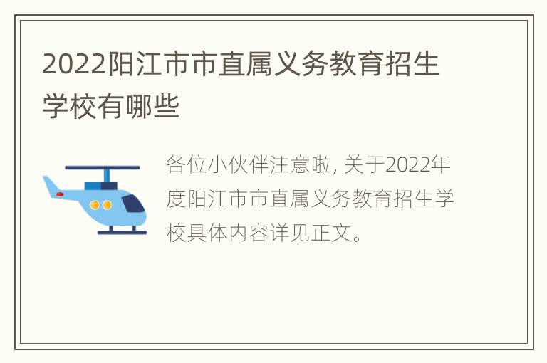 2022阳江市市直属义务教育招生学校有哪些