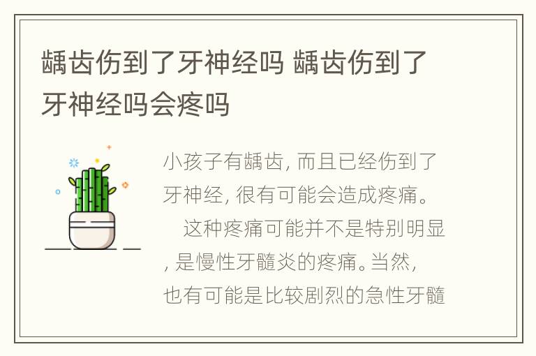 龋齿伤到了牙神经吗 龋齿伤到了牙神经吗会疼吗