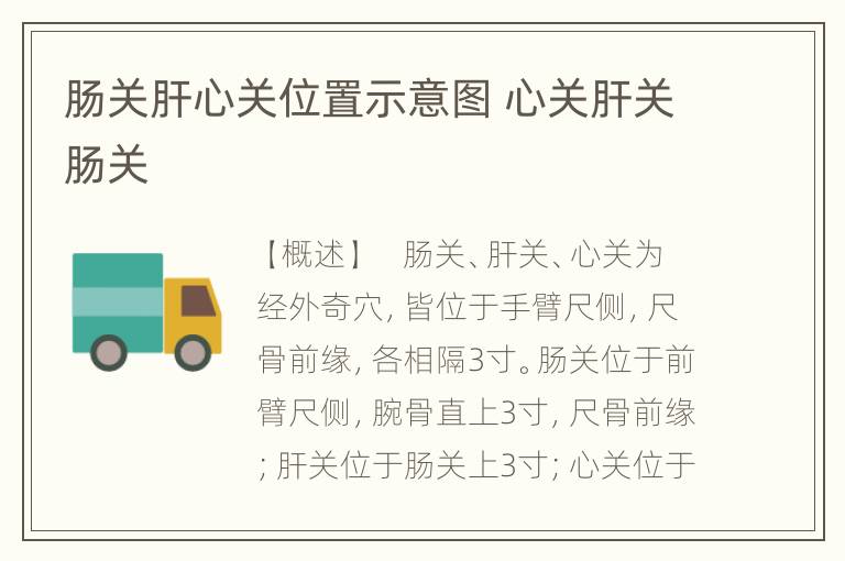 肠关肝心关位置示意图 心关肝关肠关