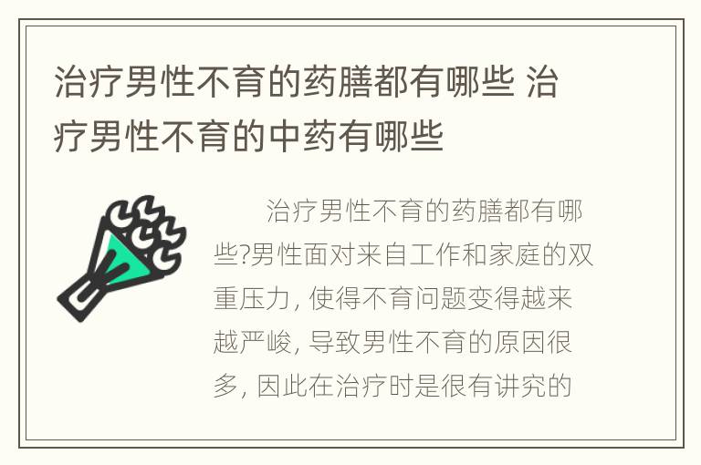 治疗男性不育的药膳都有哪些 治疗男性不育的中药有哪些