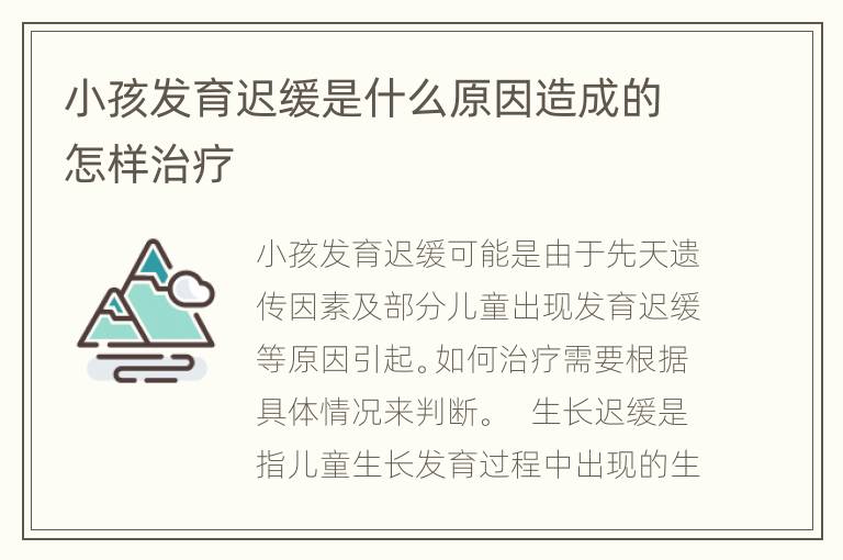 小孩发育迟缓是什么原因造成的怎样治疗