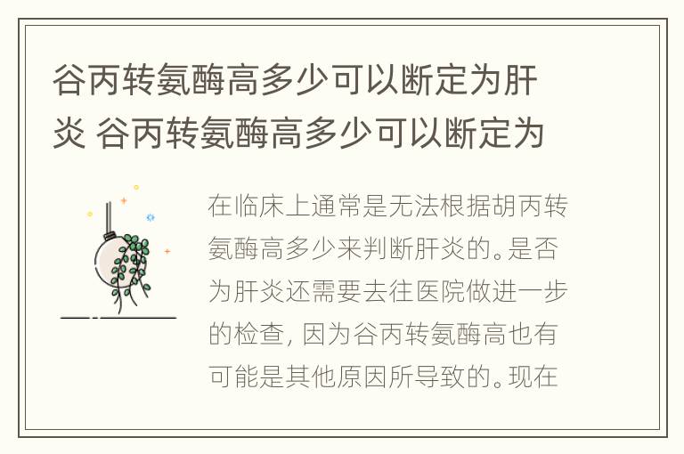 谷丙转氨酶高多少可以断定为肝炎 谷丙转氨酶高多少可以断定为肝炎谷草转氨酶