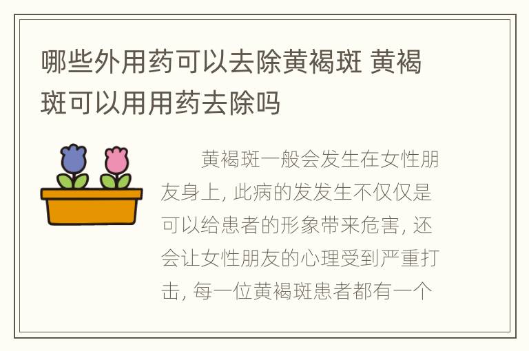 哪些外用药可以去除黄褐斑 黄褐斑可以用用药去除吗