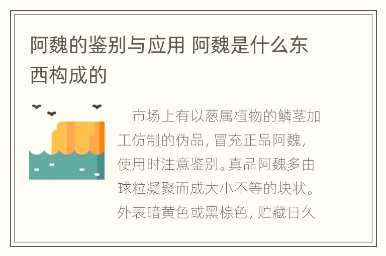 阿魏的鉴别与应用 阿魏是什么东西构成的