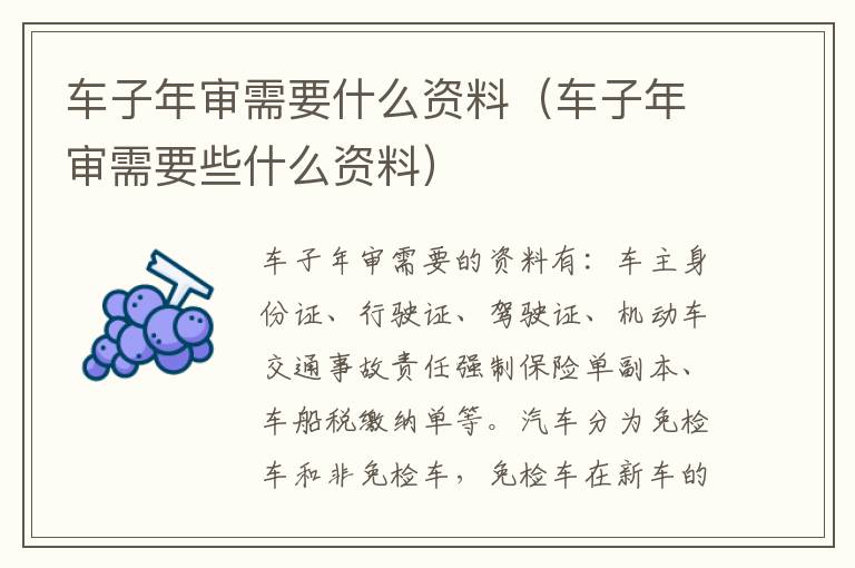 车子年审需要什么资料（车子年审需要些什么资料）