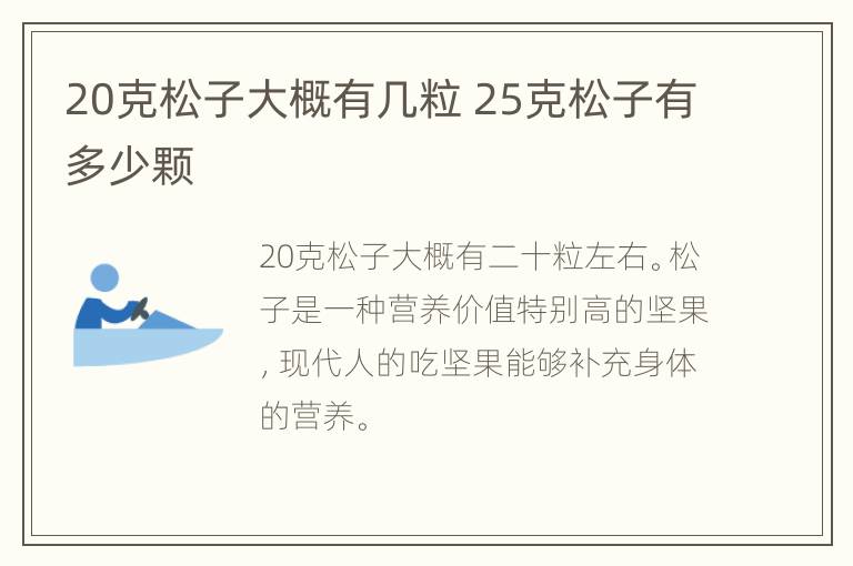 20克松子大概有几粒 25克松子有多少颗