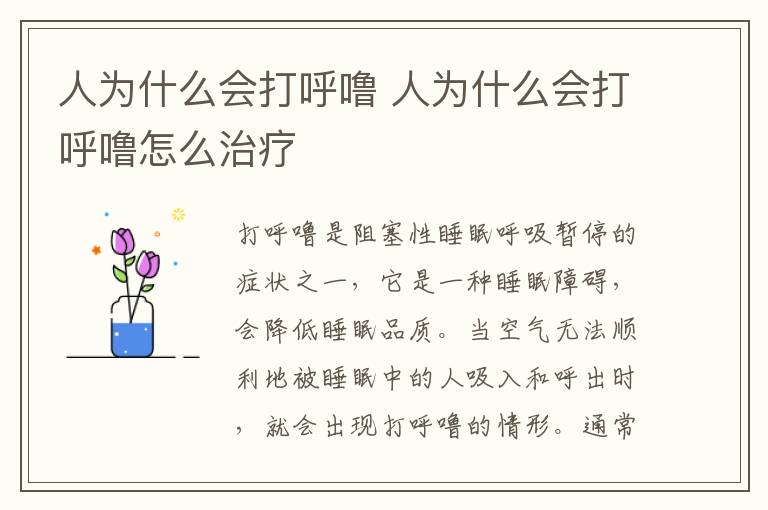 人为什么会打呼噜 人为什么会打呼噜怎么治疗