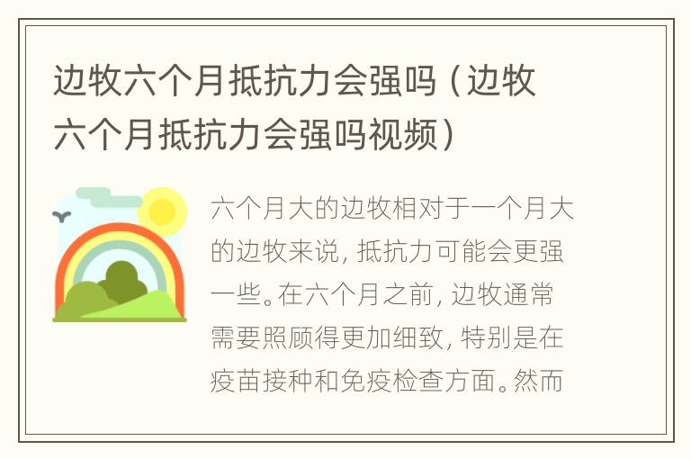 边牧六个月抵抗力会强吗（边牧六个月抵抗力会强吗视频）