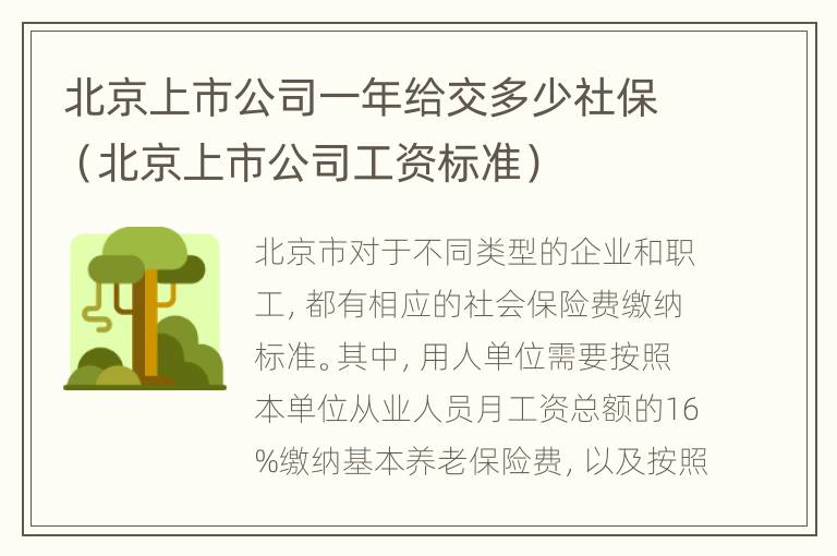 北京上市公司一年给交多少社保（北京上市公司工资标准）