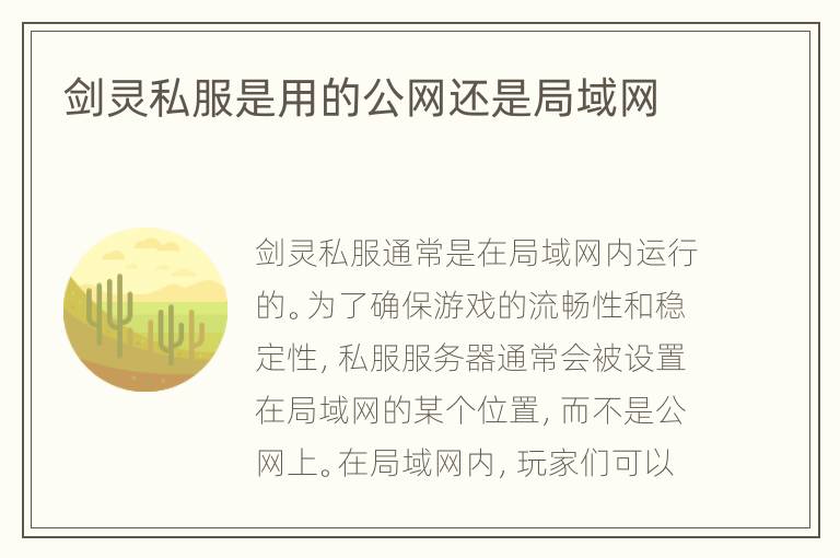 剑灵私服是用的公网还是局域网