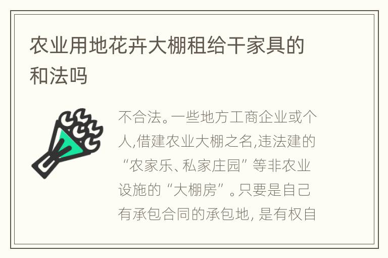 农业用地花卉大棚租给干家具的和法吗