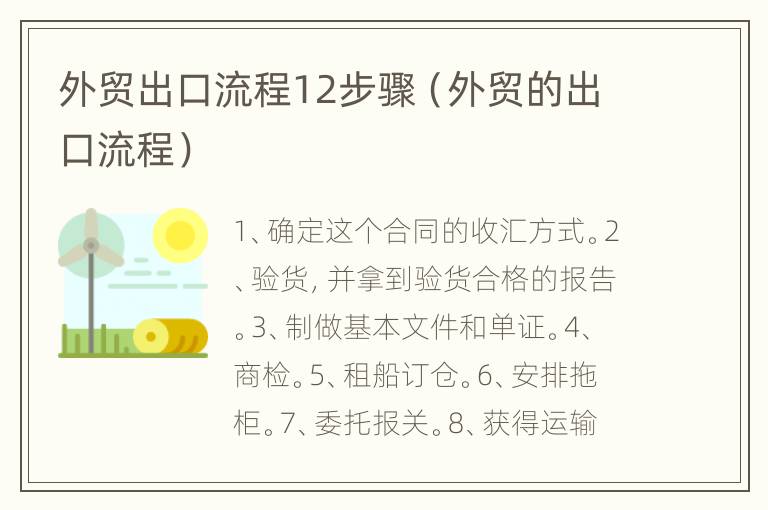 外贸出口流程12步骤（外贸的出口流程）