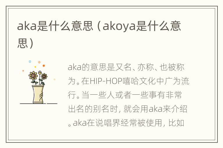 aka是什么意思（akoya是什么意思）