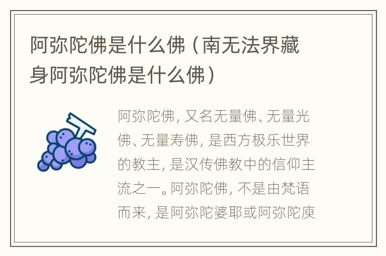 阿弥陀佛是什么佛（南无法界藏身阿弥陀佛是什么佛）