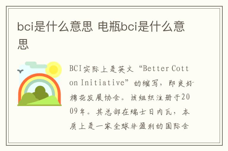 bci是什么意思 电瓶bci是什么意思